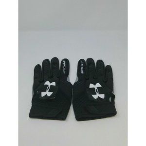 New Under Armour Men's Black/Black/White Spotlight Leather WR Football Gloves